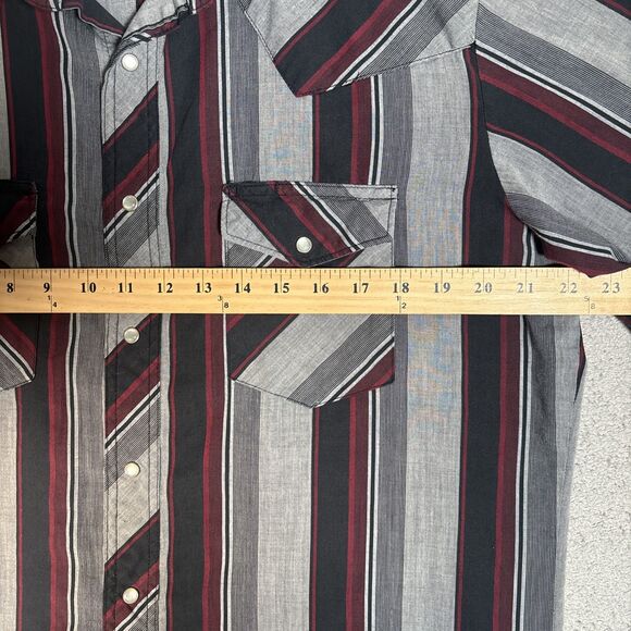 Vintage Rustler Western Shirt Men’s L Pearl Snap Gray Black X Long Tails Yoke - Picture 8 of 13